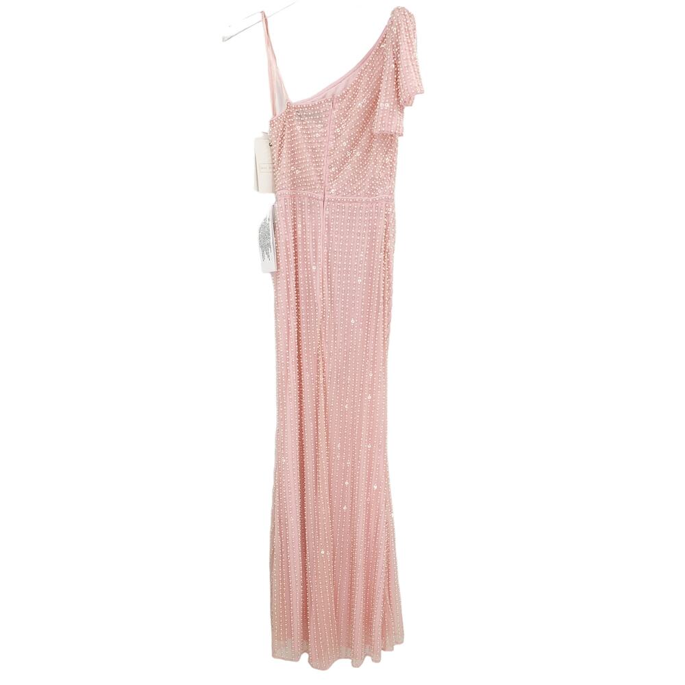 MAC DUGGAL Dress Size 2 Evening Gown Pearl Beaded Pink One Shoulder NEW - Picture 5 of 7